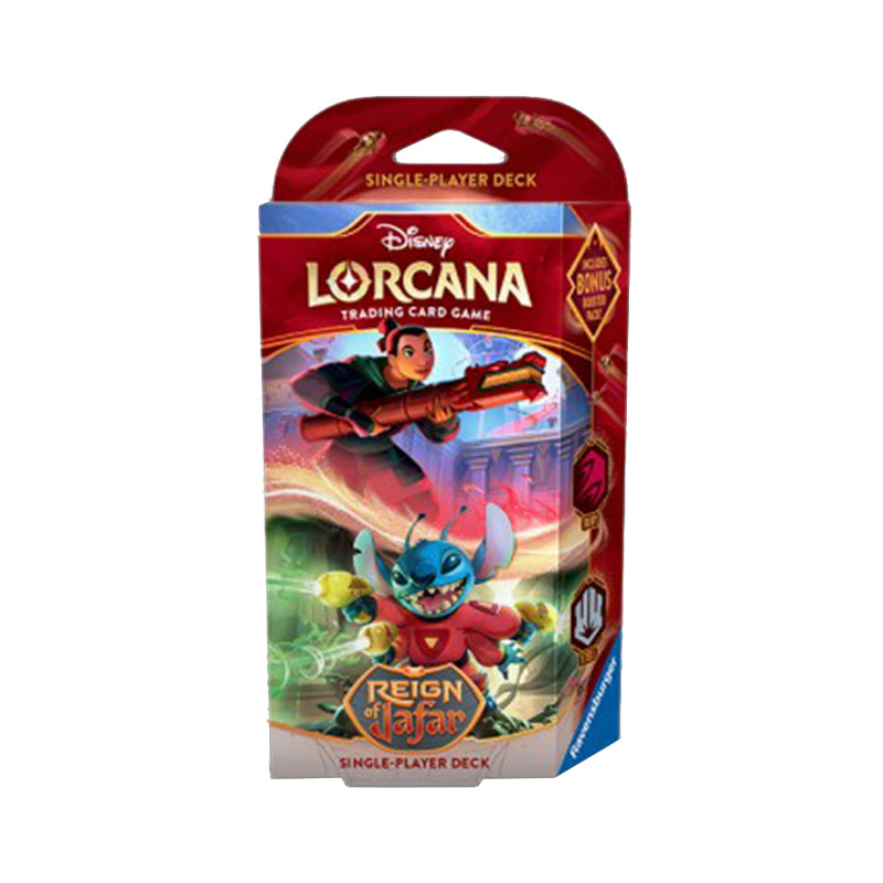 disney lorcana il regno di jafar starter deck rubino acciaio inglese