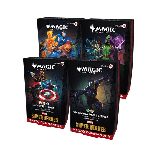 magic marvel super heores commander deck bundle ita 4 mazzi
