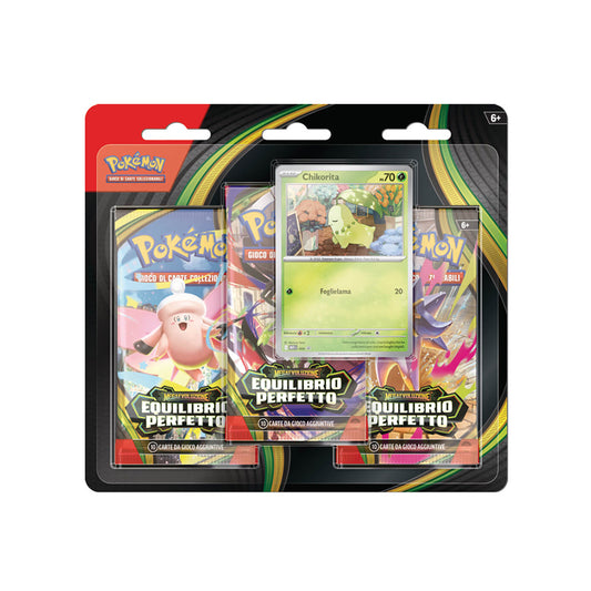 Pokémon Equilibrio Perfetto 3 Pack Blister Chikorita ITA (3 Buste e Promo)