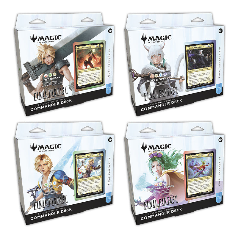 MTG Final Fantasy Commander Display Magic: The Gathering FINAL FANTASY Commander Deck Display - Sealed Set Of All 4 Decks (2025) MTG Final Fantasy Commander Display Magic: The Gathering FINAL FANTASY Commander Deck Display - Sealed Set Of All 4 Decks (2025)